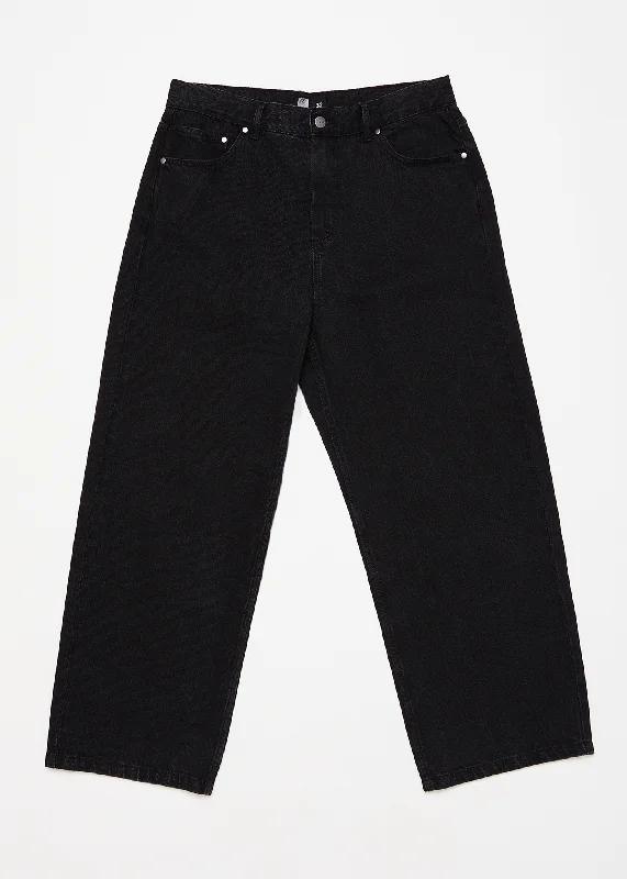 AFENDS Mens Pablo - Denim Baggy Jeans - Washed Black